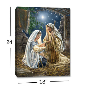 Born in a Manger 18x24 Fully Illuminated LED Wall Art