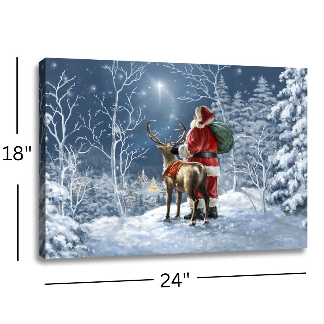 Starry Night Santa 18x24 Fully Illuminated LED Wall Art