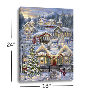 Christmas Village 18x24 Fully Illuminated LED Wall Art