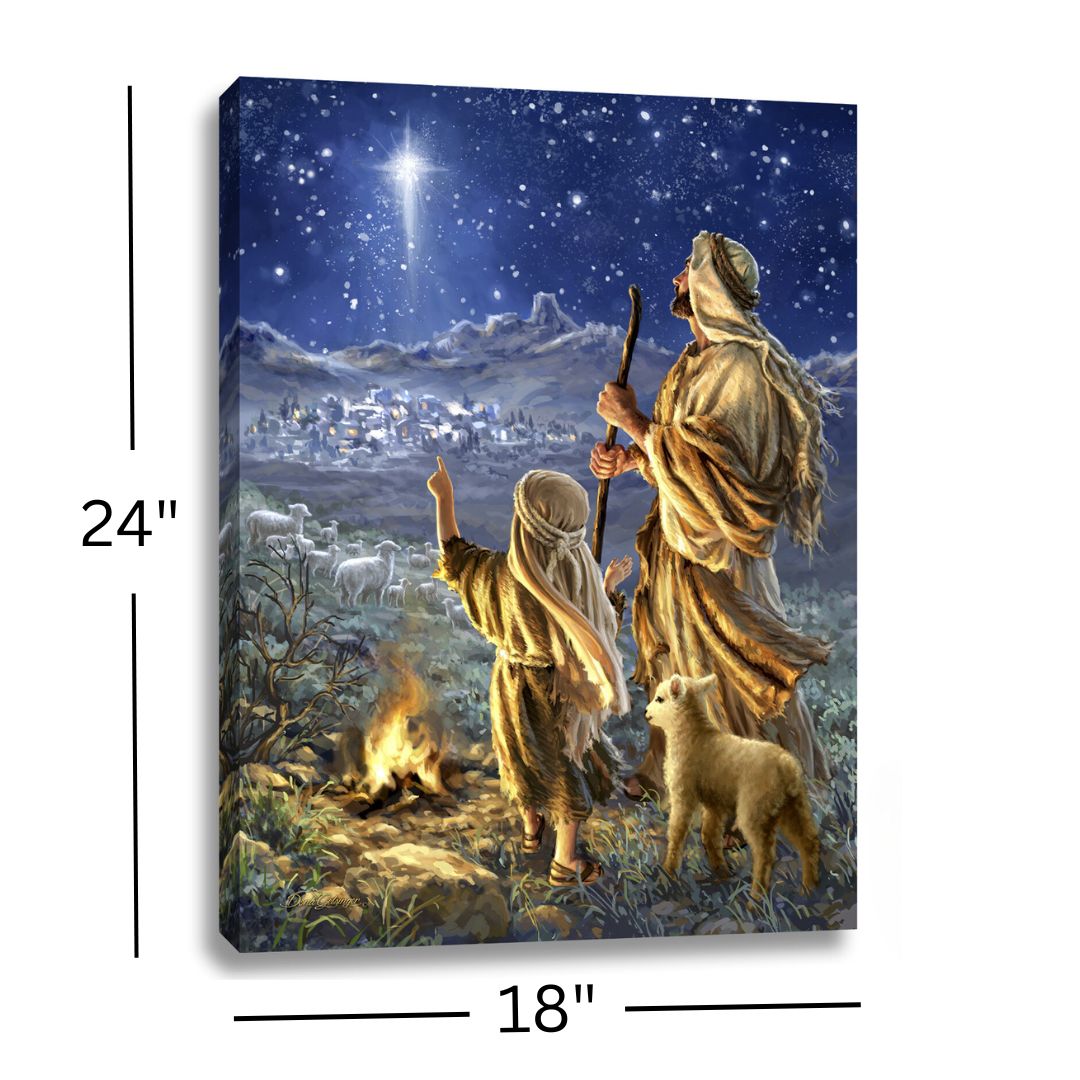 Shepherds Keeping Watch 18x24 Fully Illuminated LED Wall Art