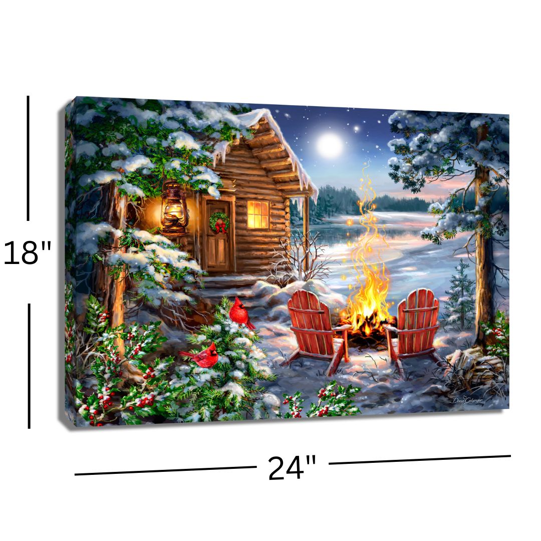 Christmas at the Lake 18x24 Fully Illuminated LED Wall Art