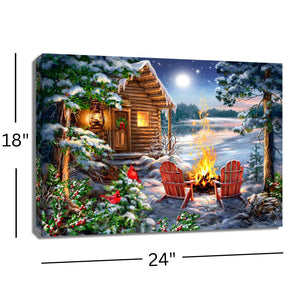 Christmas at the Lake 18x24 Fully Illuminated LED Wall Art