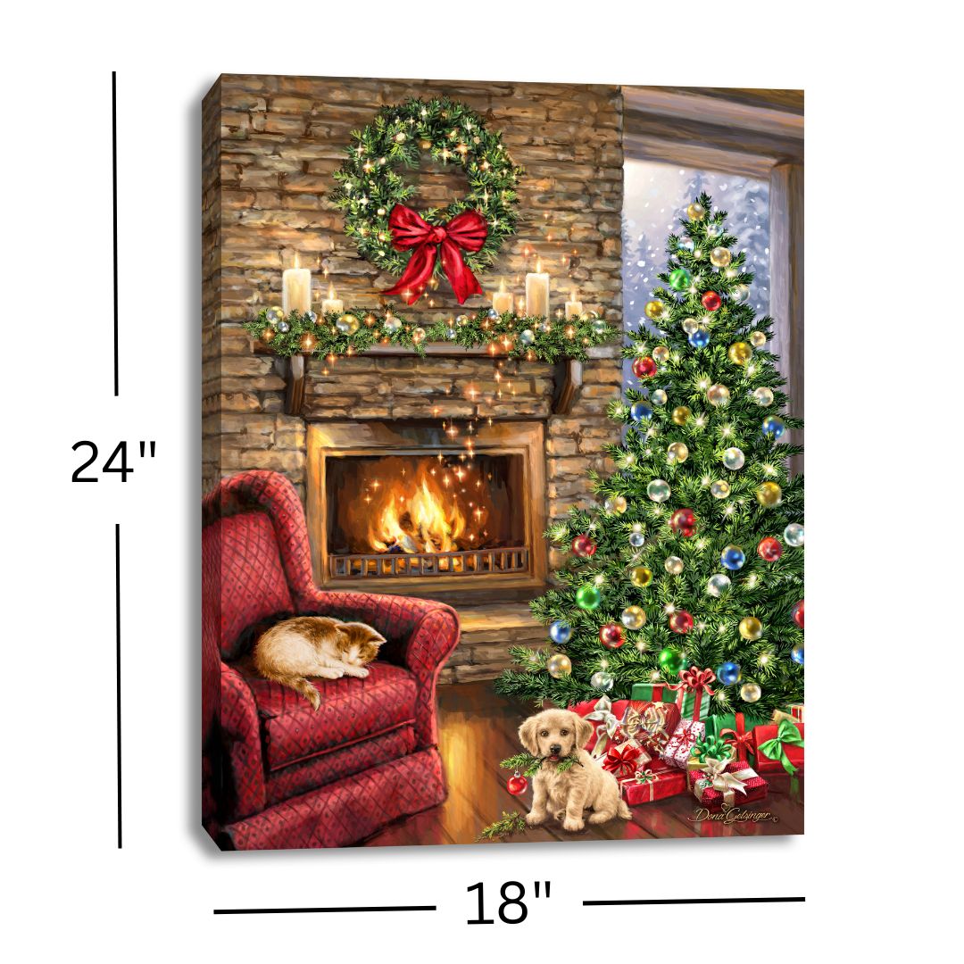 Fireside Christmas 18x24 Fully Illuminated LED Wall Art