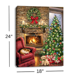 Fireside Christmas 18x24 Fully Illuminated LED Wall Art