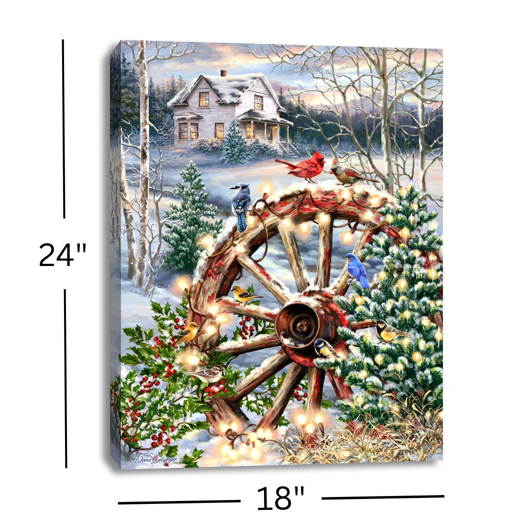 Christmas in the Country 18x24 Fully Illuminated LED Wall Art