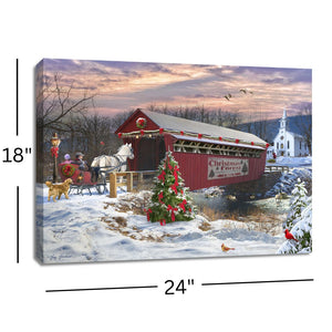 Covered Bridge 18x24 Fully Illuminated LED Wall Art