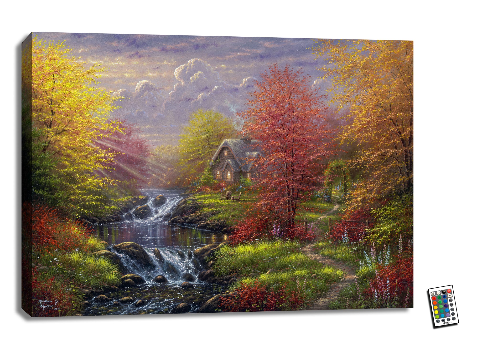 Secluded Cottage 18x24 Fully Illuminated LED Wall Art