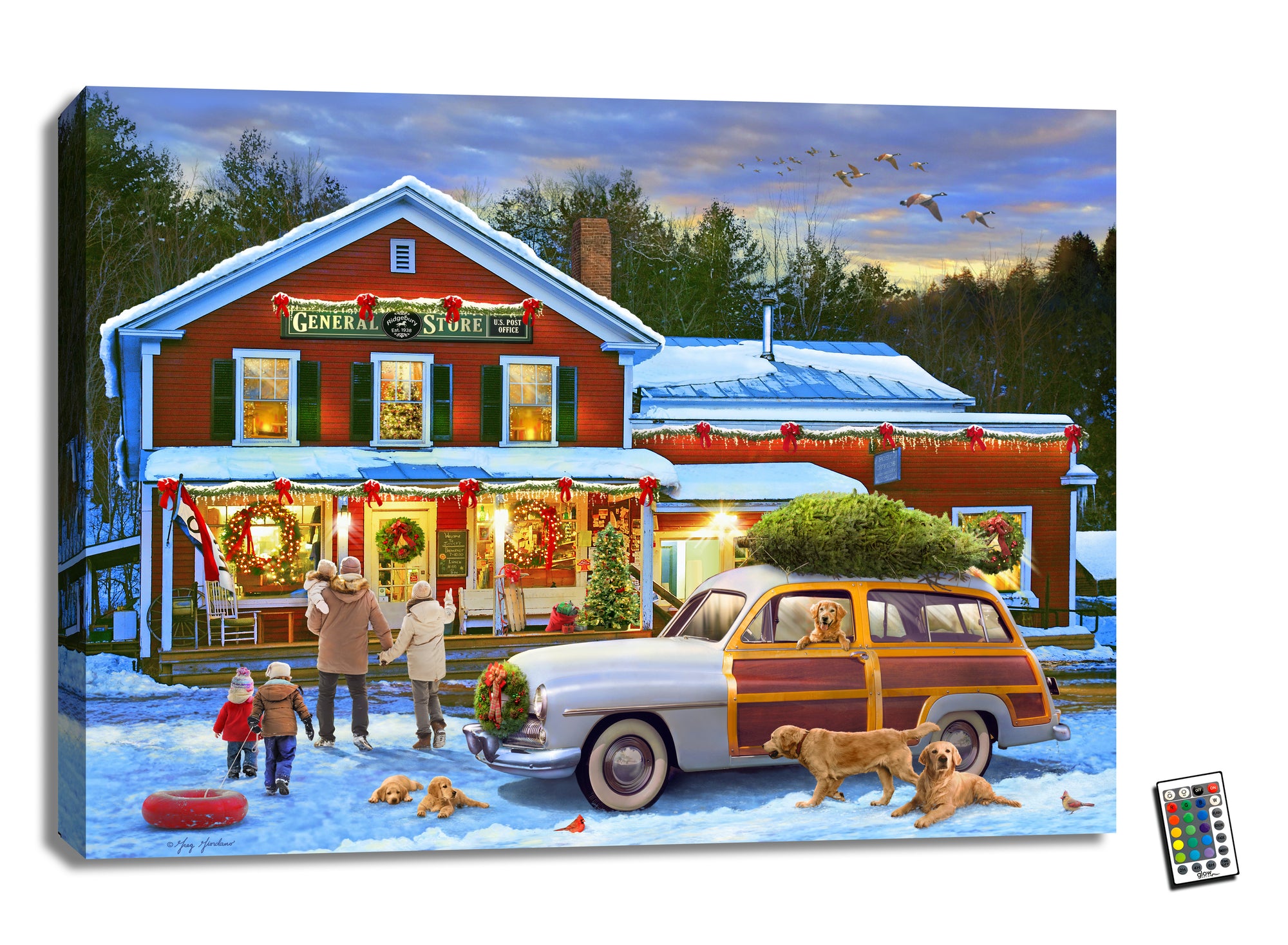 Christmas General Store 18x24 Fully Illuminated LED Wall Art