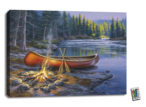 Red Canoe 18x24 Fully Illuminated LED Wall Art