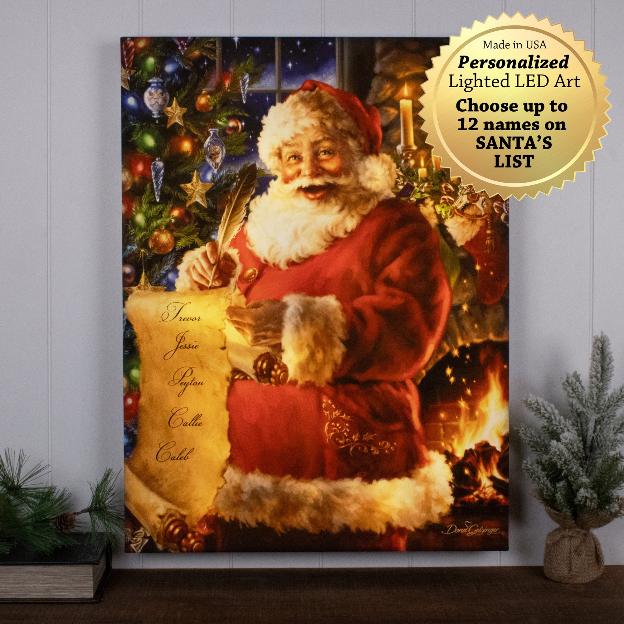 Santa's List Personalized LED Illuminated Wall Art | Glow Decor