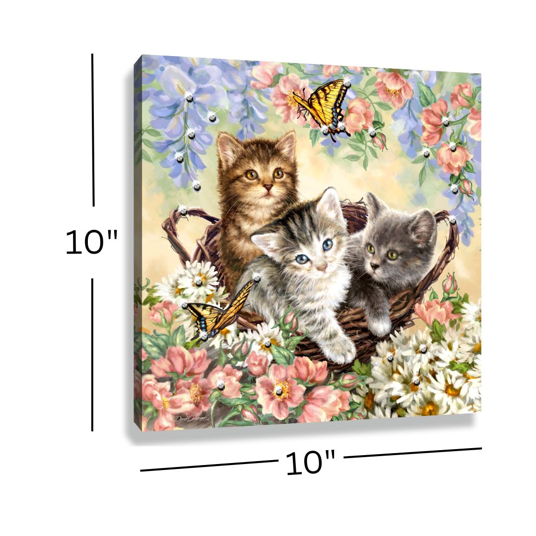 Kittens and Butterflies Pizazz Print with Dazzling Crystals