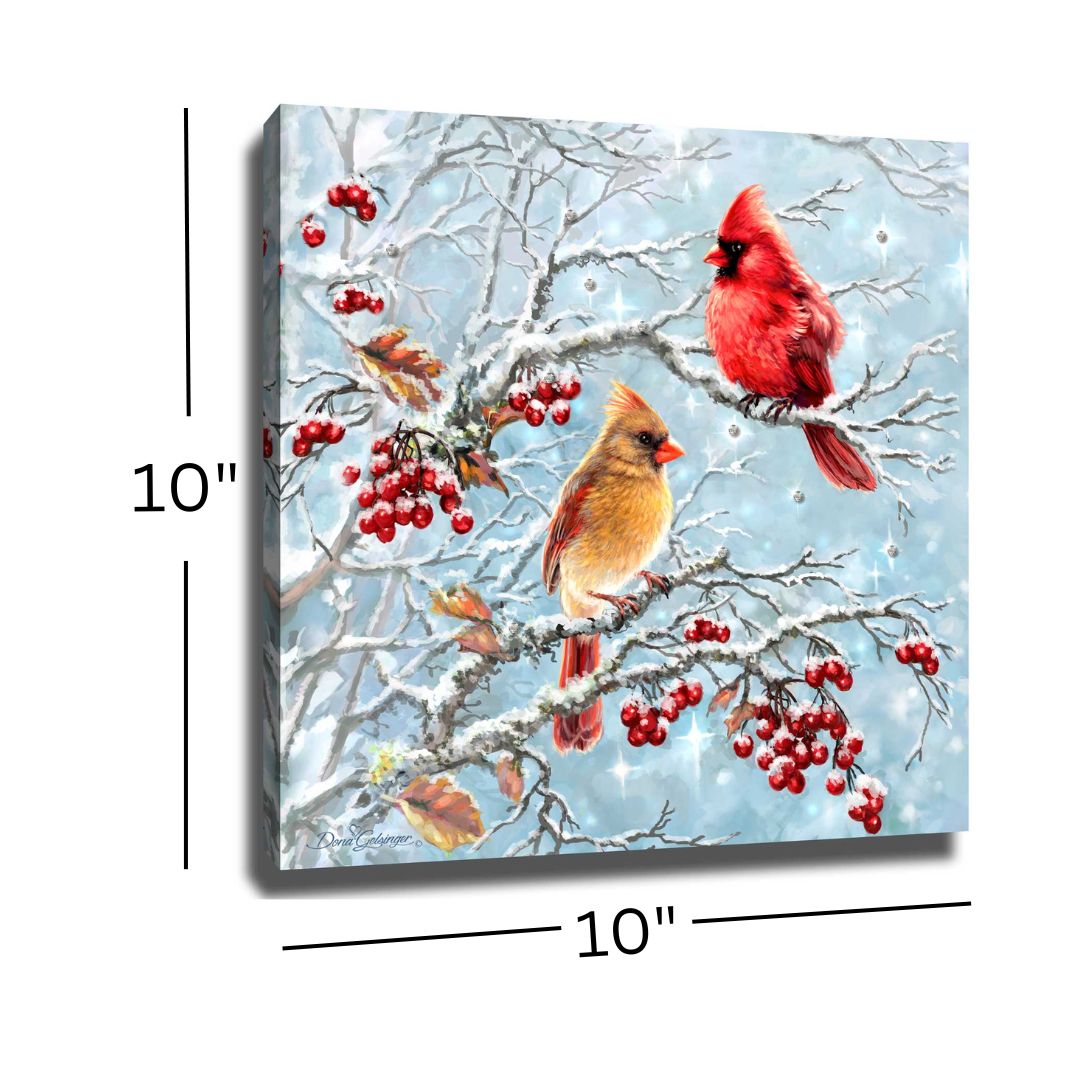 Winter Cardinals Pizazz Print with Dazzling Crystals