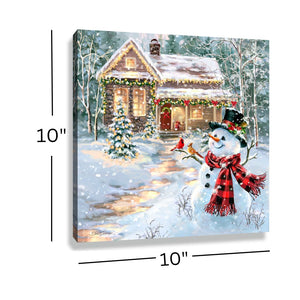 Cottage in the Snow Pizazz Print with Dazzling Crystals