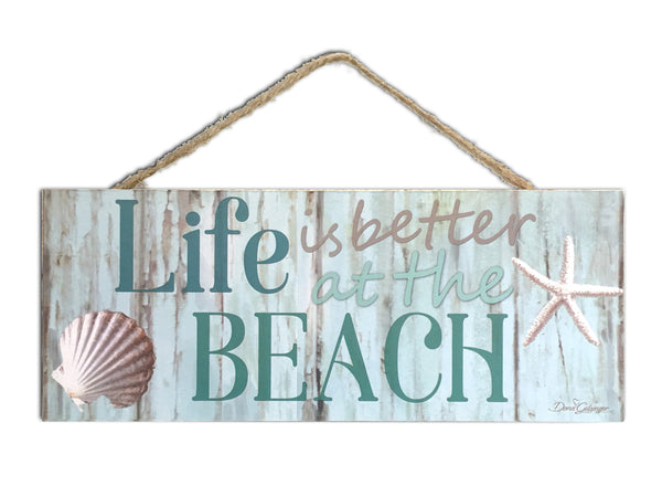 Better at the Beach Wooden Sign with Rope Hanger | Glow Decor