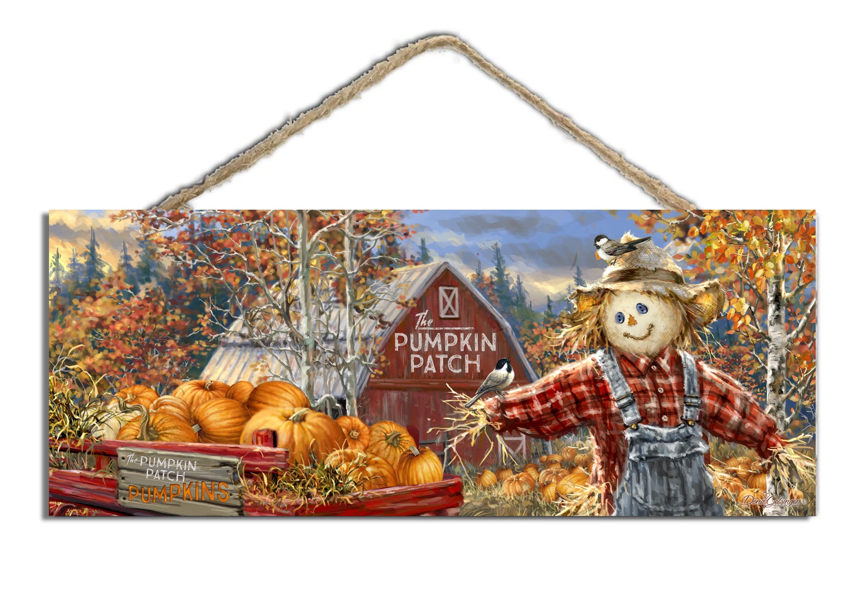 Pumpkin Patch Wooden Sign With Rope Hanger Glow Decor 2746