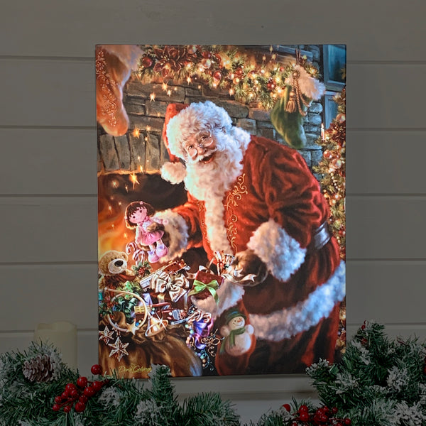 Filling the Stocking 18x24 Fully Illuminated LED Wall Art